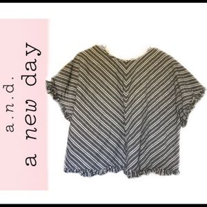 A NEW DAY Asymmetrical stripe shirt, Size: L